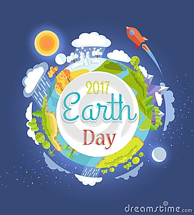 Earth Day 2017 Promotional Poster Illustration Vector Illustration