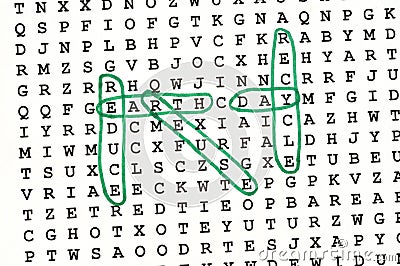 Earth Day Word Search Puzzle Stock Photo