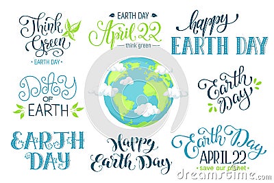 Earth day wording Vector Illustration