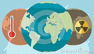 Earth destroyed by people and human activities. Save our planet and protect environment concept Vector Illustration