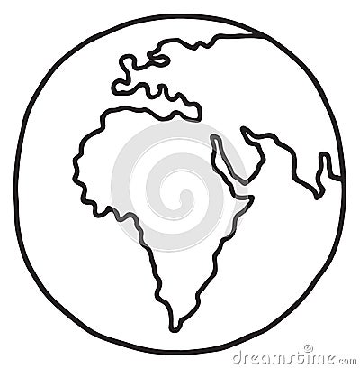 Earth doodle. Hand drawn planet. Globe sketch Vector Illustration