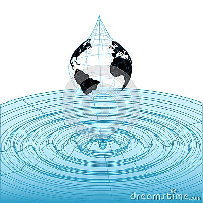 Earth drop wireframe wave form Vector Illustration