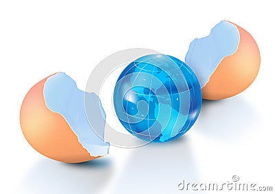 Planet Earth in egg shells Stock Photo