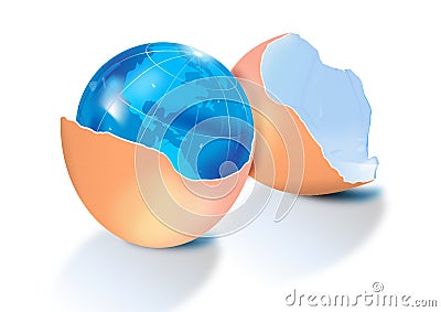 Earth illustrated inside egg shell Stock Photo