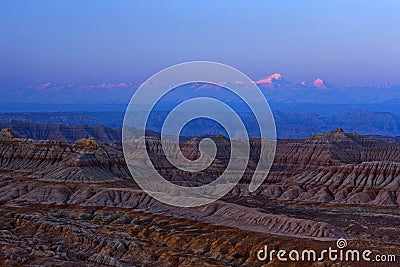Earth Forest Geopark at sunrise in Zhada County, Tibet Stock Photo