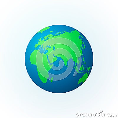 Earth in the form of a globe. Earth Planet icon. Colored world map. Vector illustration isolated on white background Vector Illustration