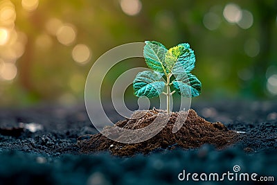 Earth friendly power Tree and globe symbolize sustainable clean energy sources Stock Photo