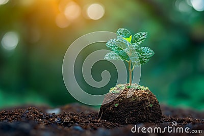 Earth friendly power Tree and globe symbolize sustainable clean energy sources Stock Photo