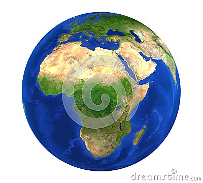 Earth Globe Africa View Isolated Stock Photo