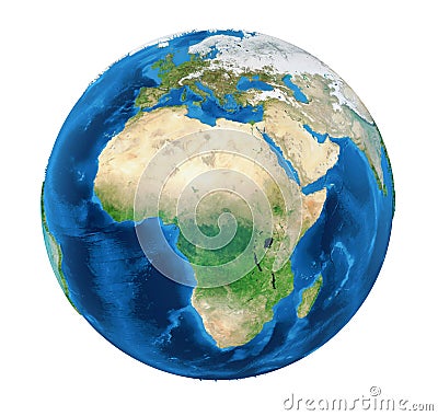 Earth Globe Africa View Isolated Stock Photo