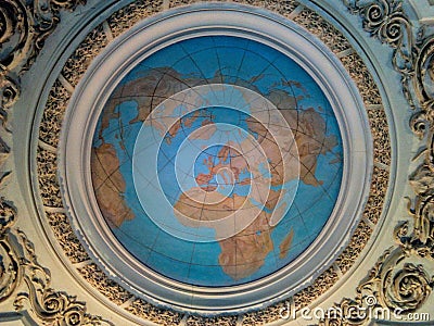 Earth Globe Ceiling Editorial Stock Photo