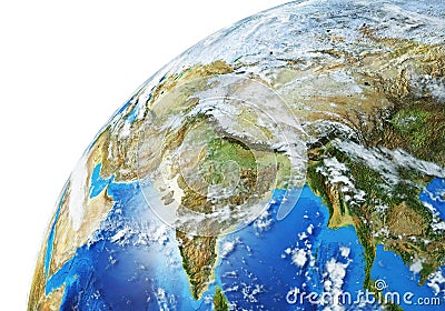 Earth globe close-up of the Asiatic area Stock Photo