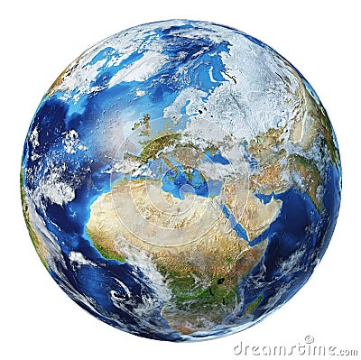 Earth globe 3d illustration. Europe view Cartoon Illustration