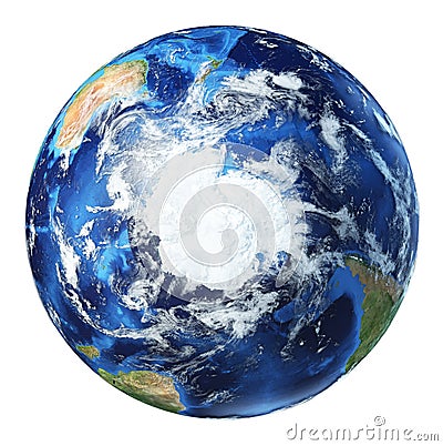 Earth globe 3d illustration. South Pole view Cartoon Illustration