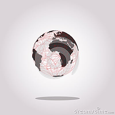 Earth Globe Design in Spotted Glowing Swirly Abstract Background - Global Business, Technology, Globalisation Concept, Vector Stock Photo