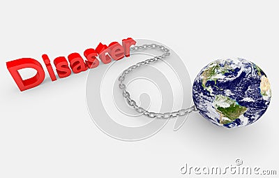 Earth globe and disaster sign Stock Photo