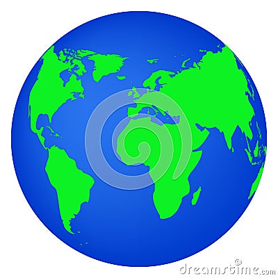 Earth globe flat planet icon isolated on white Vector Illustration