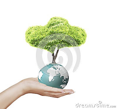 Earth globe in his hands Stock Photo