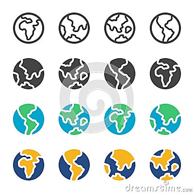 Earth and globe icon set Vector Illustration