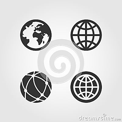 Earth globe icons set, flat design Vector Illustration