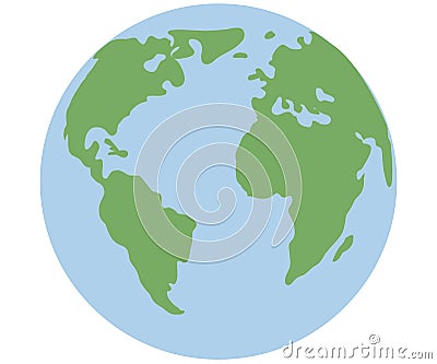 Earth globe isolated on white background. Flat planet icon Stock Photo