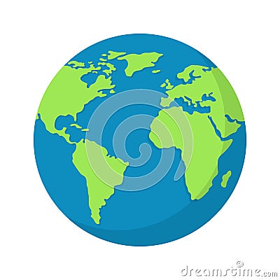 Earth globe isolated on white background. World map. Earth icon. Clean and modern vector illustration for design, web. Vector Illustration