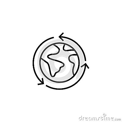 Earth globe line icon. World circle sign isolated on white background editable stroke. Vector geography global pictogram Vector Illustration
