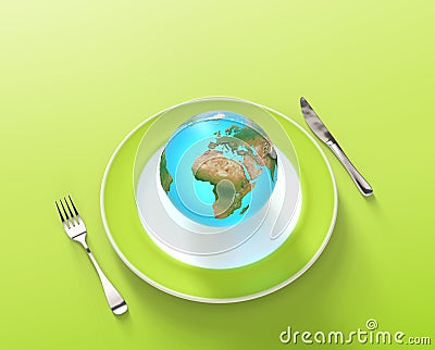 Earth Globe On a Plate Stock Photo