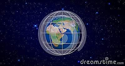 Earth globe in prison cell 3d render Cartoon Illustration