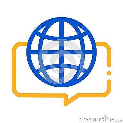 Earth Globe In Quote Frame Icon Thin Line Vector Vector Illustration