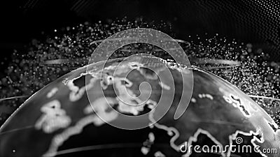 Black & white 3D rendering of earth technology, business and communications background. Stock Photo