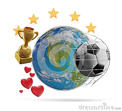Earth globe soccer theme 3d-illustration. elements of this image furnished by NASA Cartoon Illustration