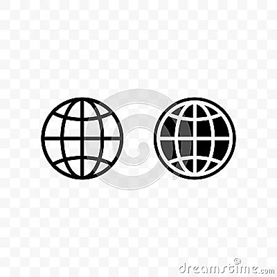 Earth globe vector icon, international travel website homepage or language change web symbol earth grid net Vector Illustration