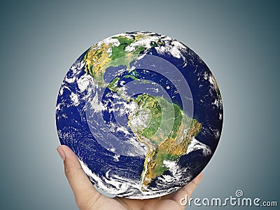 Earth globe, world in hand Stock Photo