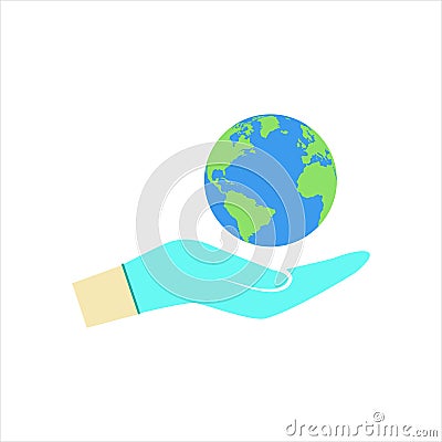 Earth globes isolated on white background. Flat planet Earth icon. Vector illustration Cartoon Illustration