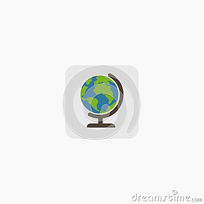 Earth globes isolated on white background. Flat planet Earth icon. Vector illustration. EPS 10 Cartoon Illustration