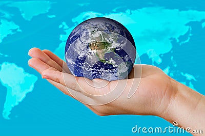 Earth in hand Stock Photo