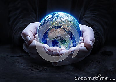 Earth in hands - environment protection concept Stock Photo