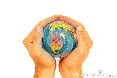 Earth in the hands of a man Stock Photo