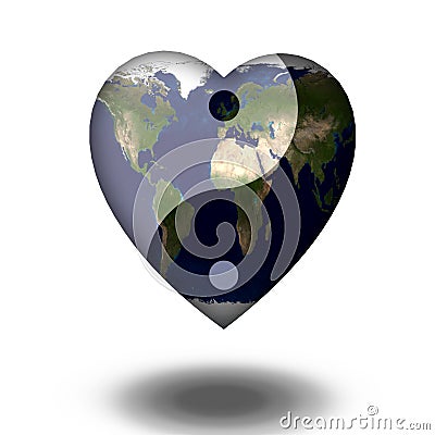 Earth Heart Yin Yang Stock Photo