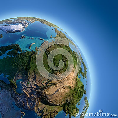 Earth with high relief, illuminated Stock Photo