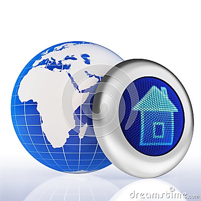 Earth home button concept Stock Photo