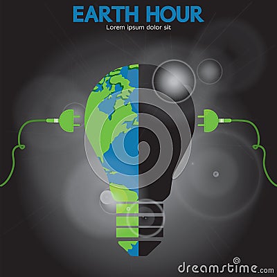 Earth Hour Conceptual. Vector Illustration