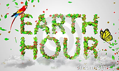 Earth Hour leaves particles 3D Stock Photo