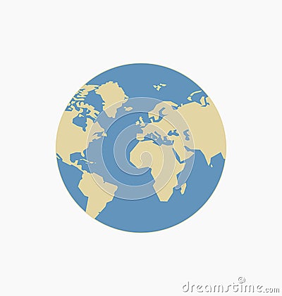 Earth icon / sign in flat style isolated. Earth globe symbol for Vector Illustration