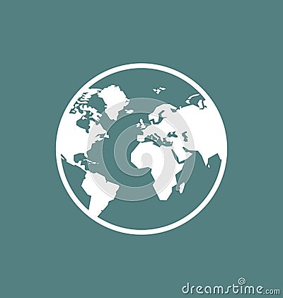 Earth icon / sign in flat style isolated. Earth globe symbol Vector Illustration