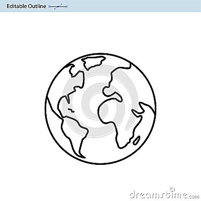 Earth icon, World icon, Globe icon, planet Vector Illustration