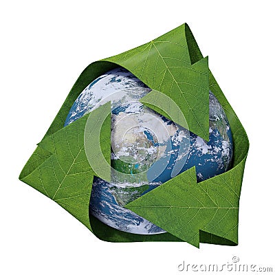Earth inside a recycling symbol Stock Photo