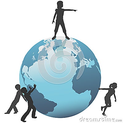 Earth Kids move save the world to future Vector Illustration