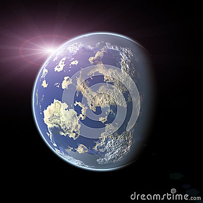 Earth-like planet on black background Stock Photo